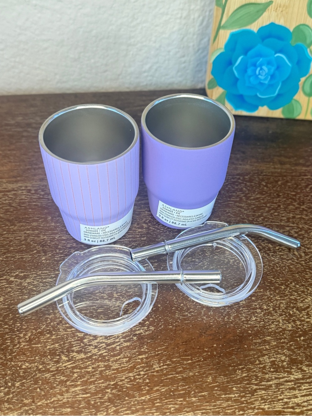 Mini Tumblers with Straws in Lavender, Set of 2 (3 oz cups) β Ashland - Picture 10 of 11